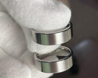 Wedding Band Set, Minimalist Style, Solid Titanium Rings
