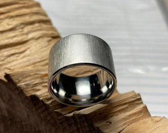 Wide Fashion Ring, Titanium Band with Frosted Finish, Mens, Ladies