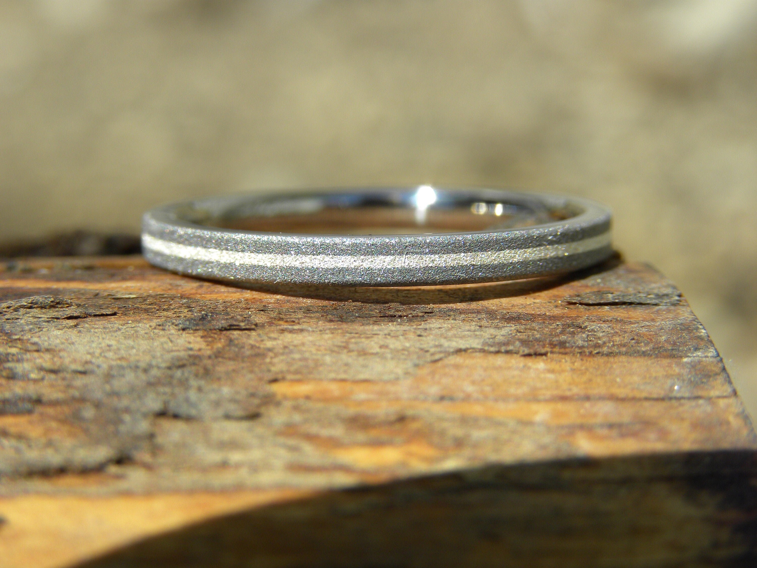 Stack Rings Titanium Sandblasted Titanium Silver Stackable Ring - Wedding Band, Flat Profile ...