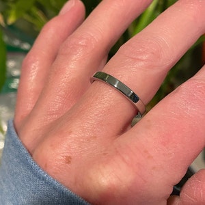 Simple Titanium Ring, Flat Profile Band, Bright Polished Finish image 1