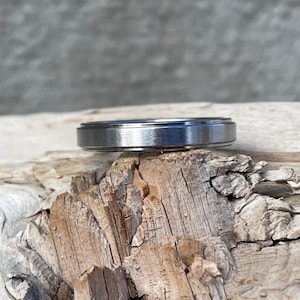 Titanium Ring, Wedding Band, Stepped Down Edges, Brushed/Polished