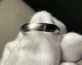 Double Stepped Edge Titanium Ring, Wedding Band, Comfort Fit
