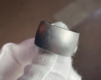 Beautiful Frosted Wide, Low/Thin Dome Profile Titanium Ring, Wedding Band