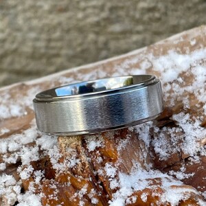 Titanium Ring, Wedding Band, Stepped Down Edges, Brushed/Polished image 4