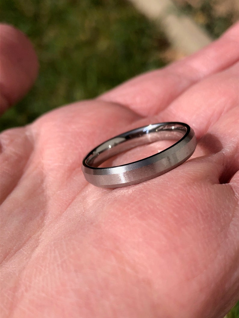 4mm Beveled Titanium Ring US size 10.5 Clearance Pricing Brushed Wedding Band
