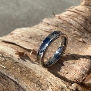 Concave Titanium Ring, Polished Finish, Ladies, Mens, Wedding, Anniversary