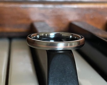 Ring, Wedding Band, Titanium Copper Inlay, Satin, Anniversary