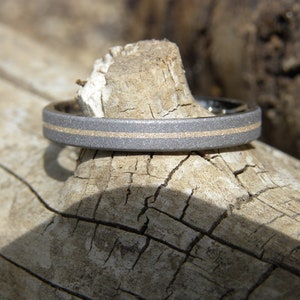 Ring, Pinstripe Gold Inlay and Titanium, Wedding Band, Mens, Ladies