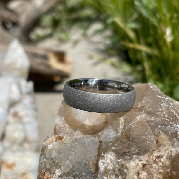 Modern Titanium Ring, Sandblasted Finish, Wedding Band, Domed Profile