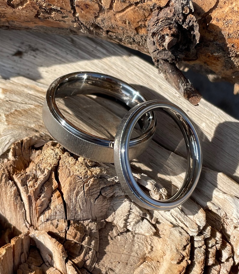 Matching Wedding Bands, Titanium Ring, Ring Set, His Hers Rings image 5