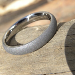 Size 11 1/4 Ring, Dome Profile Solid Titanium, Mens Band, 4mm, Sandblasted