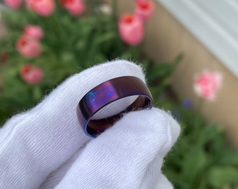 Heat Treated/Colored Titanium Ring, 7mm Width, US size 10.5, Low Dome