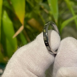 Simple Titanium Ring, Flat Profile Band, Bright Polished Finish image 3