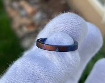 Heat Treated/Colored Titanium Ring, 3mm Flat Frosted, US size 7.25