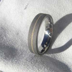 Ring, Pinstripe Gold Inlay and Titanium, Wedding Band, Mens, Ladies image 6