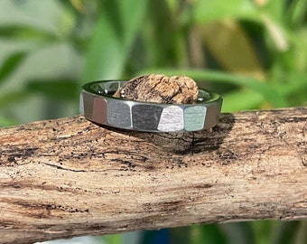 Titanium Faceted Ring - Wedding Band, Mens, Ladies