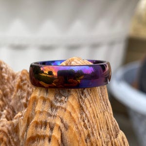 Size 9 1/4, Ring, Heat Treated/Colored Titanium Band, 6mm Width, Multicolor