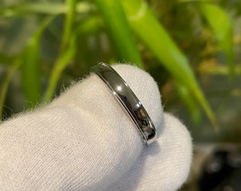 Low Dome Stepped Edge Band, Titanium Ring, Made to Order, Polished