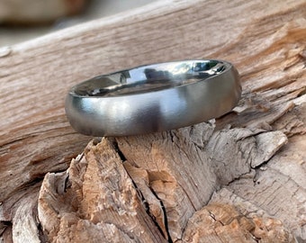 Wedding Band, Dome Profile, Titanium Ring, Satin Finish