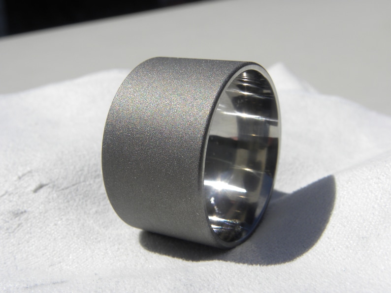 Wide 14mm Clearance Price Wedding Band Titanium Ring Sandblasted Size 11