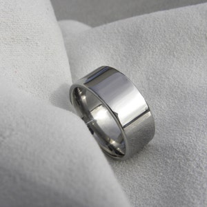 Wedding Band, Titanium Ring, Mirror Polished Finish, Standard Flat AX16 image 1