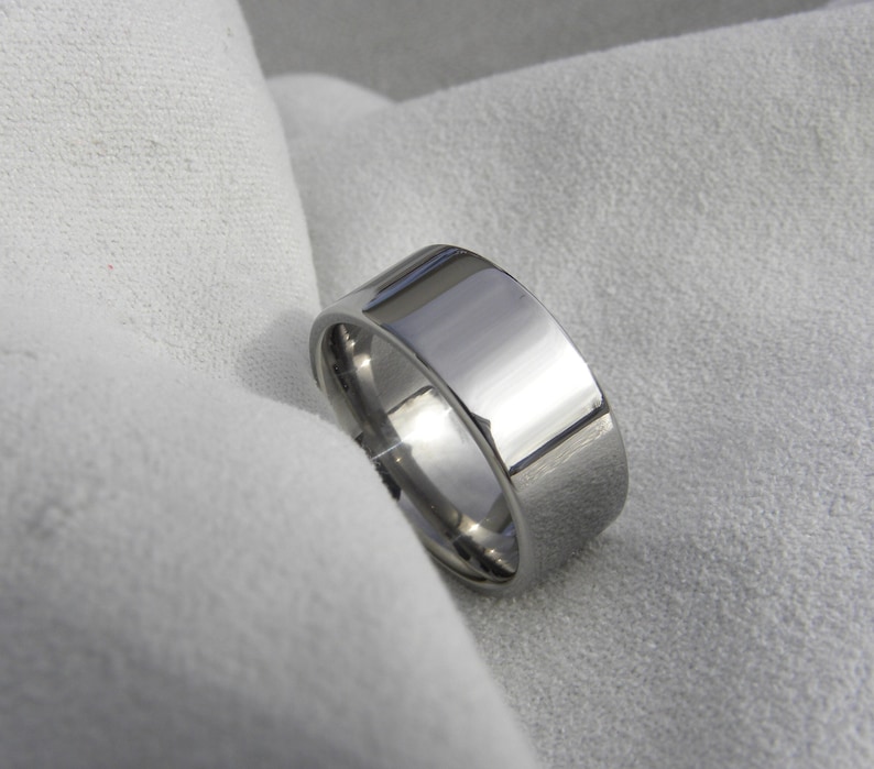 Wedding Band, Titanium Ring, Mirror Polished Finish, Standard Flat AX16 image 1