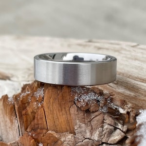 Minimalist Flat Profile, Titanium Wedding Band, Unisex Ring, Satin Finish, AX16