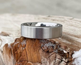 Minimalist Flat Profile, Titanium Wedding Band, Unisex Ring, Satin