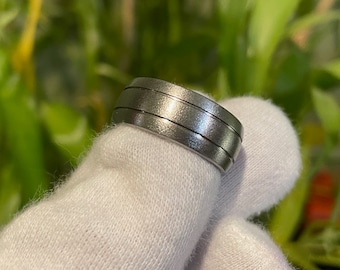 Comfort Fit Wedding Band, Titanium Ring, Burnished Finish