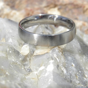Low Thin Dome Profile, Brushed Finish, Titanium Ring, Wedding Band