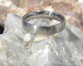 Low Thin Dome Profile, Brushed Finish, Titanium Ring, Wedding Band