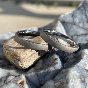 Low Dome Profile Set of Rings, Sandblasted Finish, Made to order Wedding Bands