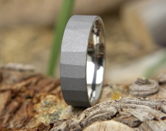 Faceted Profile, Mens, Ladies Band, Titanium Ring, Wedding, Anniversary