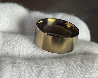 Heat Treated/Colored Titanium Ring, Light Gold Color, 10mm, US size 11.5