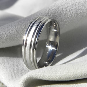 Wedding Band, Titanium Ring, Unique Style, Frosted Polished Finish