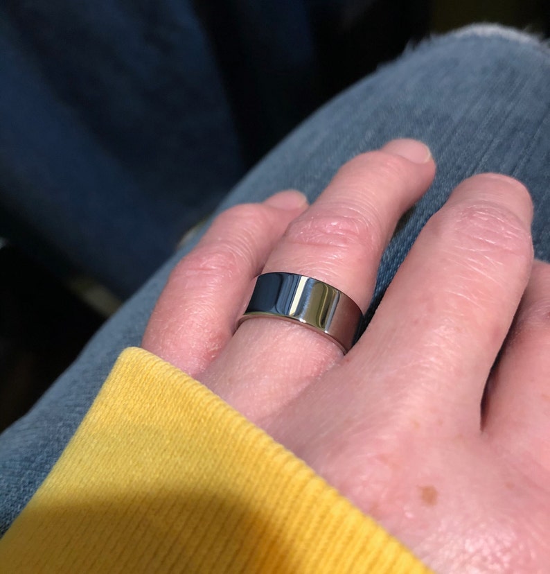 Wedding Band, Titanium Ring, Mirror Polished Finish, Standard Flat AX16 image 5