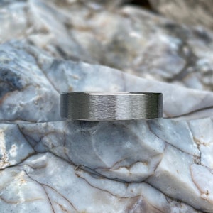 Mens Ring, Titanium Band, Stone Finish, Wedding, Annversary, Rugged Looking image 2