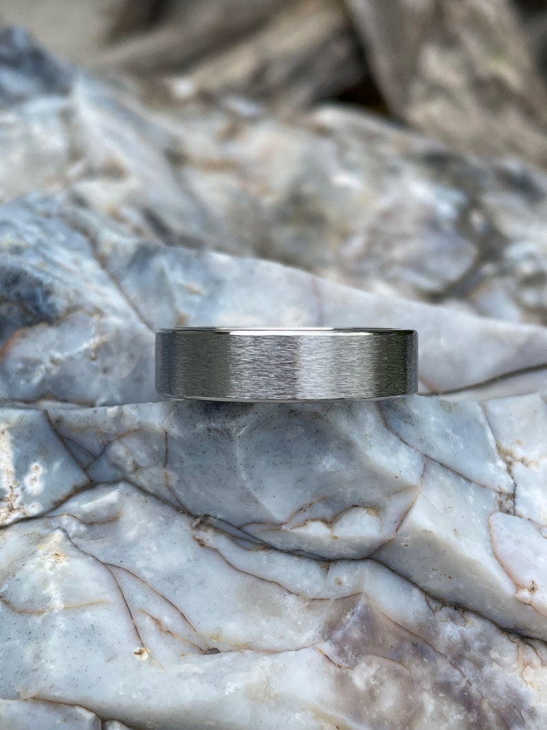 Mens Ring, Titanium Band, Stone Finish, Wedding, Annversary, Rugged Looking image 2