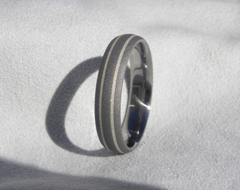 Mens Titanium Silver Ring, Wedding Band, Sandblasted Finish