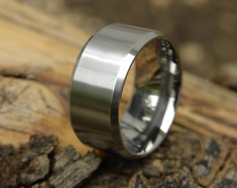 Wide Widths, Modern Titanium Ring, Wedding Band, Beveled Edges, All Satin Finish