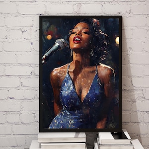 Jazz Art | Abstract Art | Black Art | Black Women | Printable | Jazz Wall Art | Jazz Singer | Night Club | Music | Singer | Black Woman |
