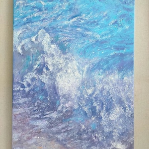 Blue Ocean Waves Watercolor Painting