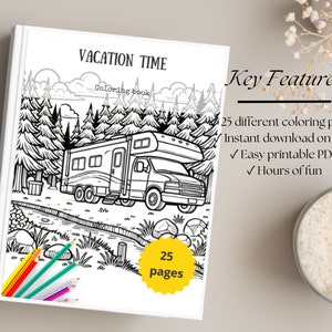 Vacation Time Coloringbook Caravan and RV Coloring Book 30 Adventure-Themed Pages  Printable Coloringbook Digital Download relaxing activity