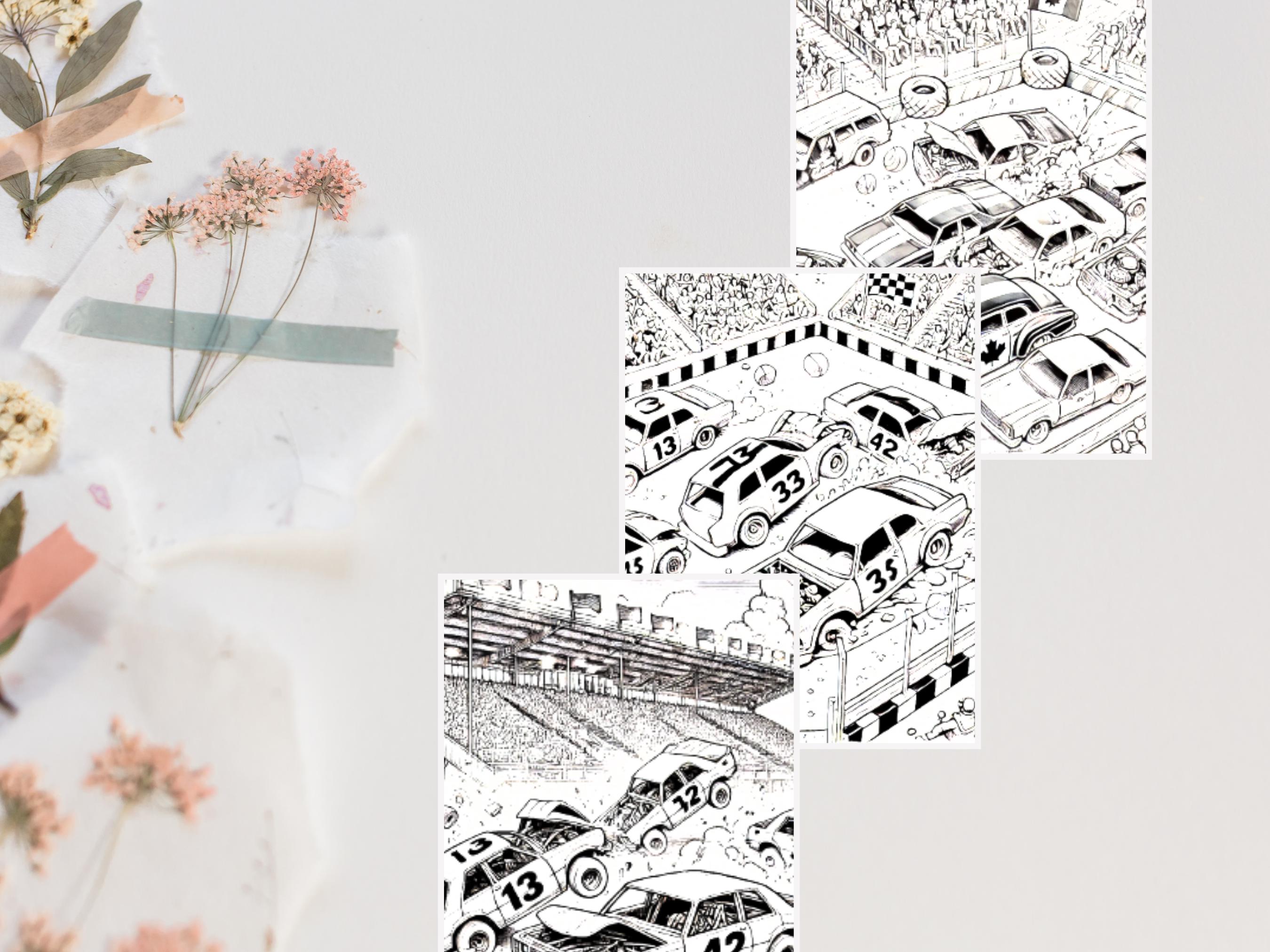 Demolition Derby Printable Coloring Pages Digital Downloads for Mayhem ...