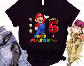 Custom Mario Birthday Shirt ,Custom Super Mario Shirt, Personalize Super Mario Family Shirts , Super Mario Family Tee ,Mario Custom Design