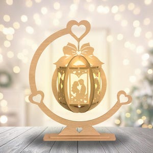 Paquete de 8 faroles con soporte cortados con láser para el día de San Valentín, candelabro de vela de té, lámpara de noche, juego de corte Glowforge, caja de luz de silueta 3D Xtool