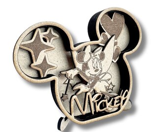 3D Cartoon Mouse Head Multilayer Design Cutting Laser Files, 3D Home Decoration Ornament Make Gift, Svg Dxf Lbrn Ai Download File