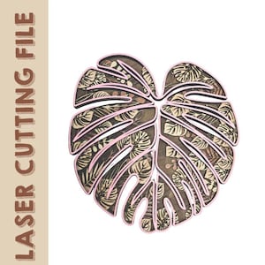 Monstera Leaf Multilayer 3D Wall Art Laser Cut Files, Layered Art Piece Glowforge Xtool Cricut, Svg Dxf Multilayer Wood Toy Laser Cut File