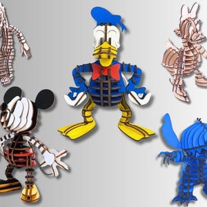 Cartoon Puzzle Bundle 3D Holz Laser Cut Dateien, Cartoon Charakter Layered Art Piece Glowforge Xtool Cricut, svg Dxf Torso Statue Holzspielzeug