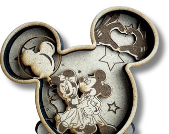 3D Multilayer Mouse Head Laser Cut File, Cartoon Design Machine Files , 3D Home Decoration Ornament Make Gift, Svg Dxf Lbrn Ai Download File